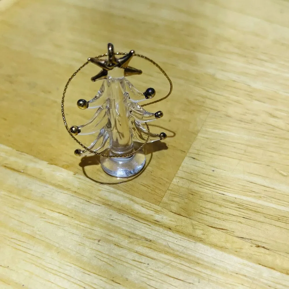 Bundle of 3 Clear Glass Ornaments Christmas Tree-VTG Snowman Bell-Beads‎ Ball